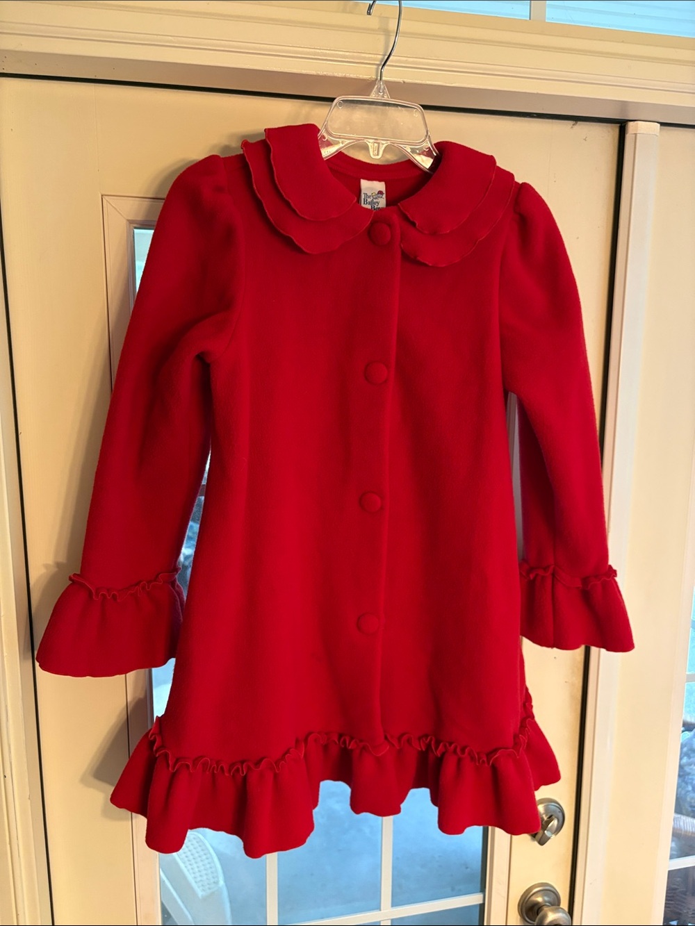 The Bailey Boys Red Ruffle Collar Dress Pea Coat